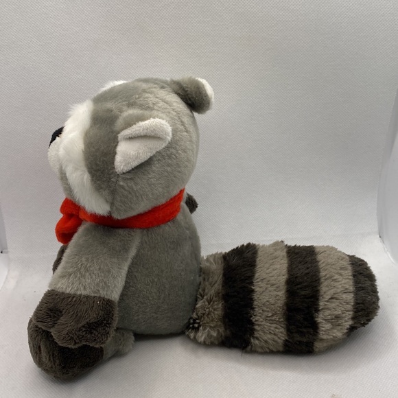 Kinder Ferrero Raccoon Christmas 8” Cuddly Soft Plush Stuffed Toy Red Scarf - Picture 3 of 9